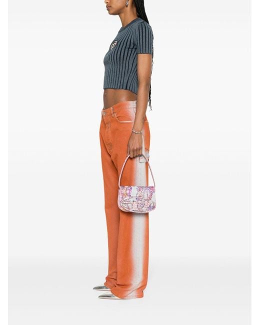 DIESEL Pink 1Dr Shoulder Leather Bag With Quartz Print