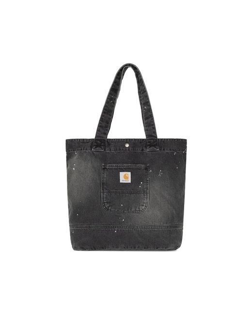 Carhartt Black Paint-Splatter Denim Tote Bag for men