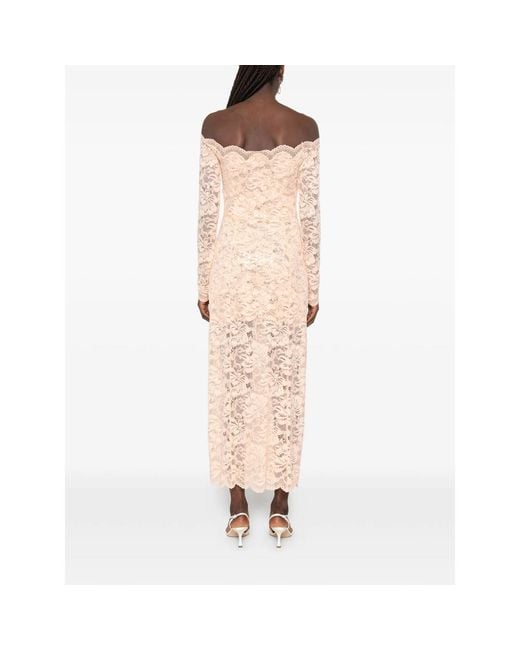 Rabanne Pink Floral-Lace Long-Sleeve Midi Dress
