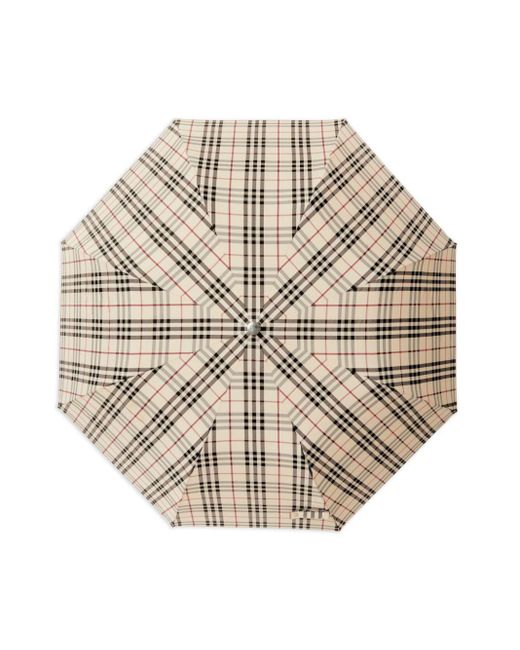 Burberry White Vintage-check Folding Umbrella