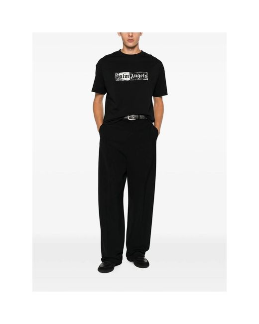 Palm Angels Black Stamp Logo Short-Sleeve T-Shirt for men