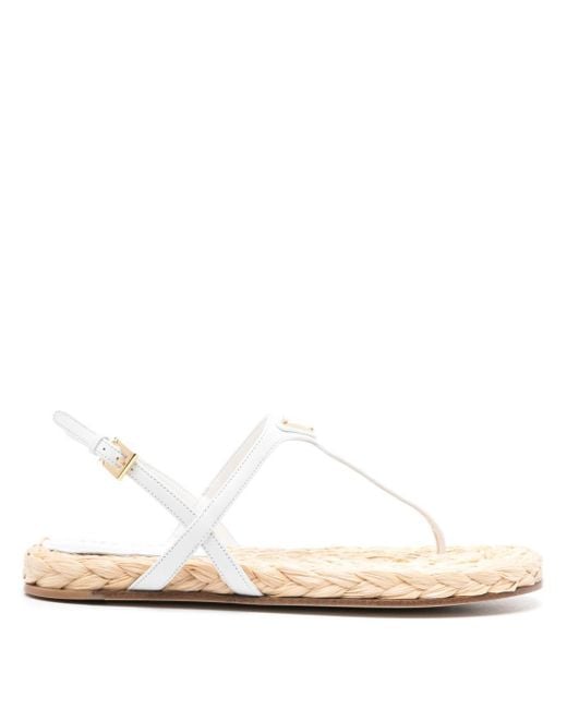 Prada White Triangle-Logo Slingback Sandals