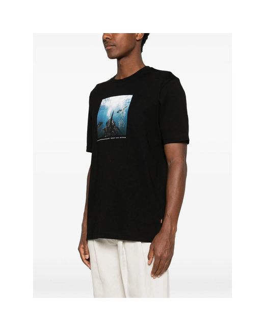 Boss Black Cotton-Jersey T-Shirt With Printed Artwork for men