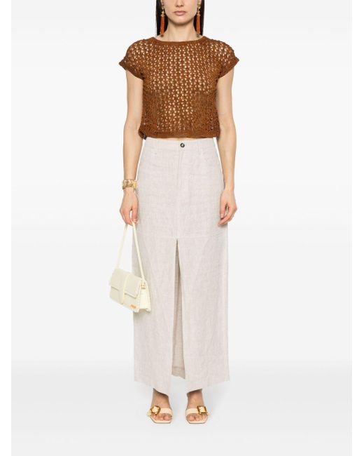 Dragon Diffusion Brown Knitted Leather Top