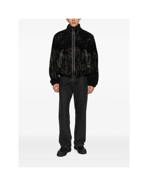 Roa Black Fleece-Texture Zip-Up Jacket for men