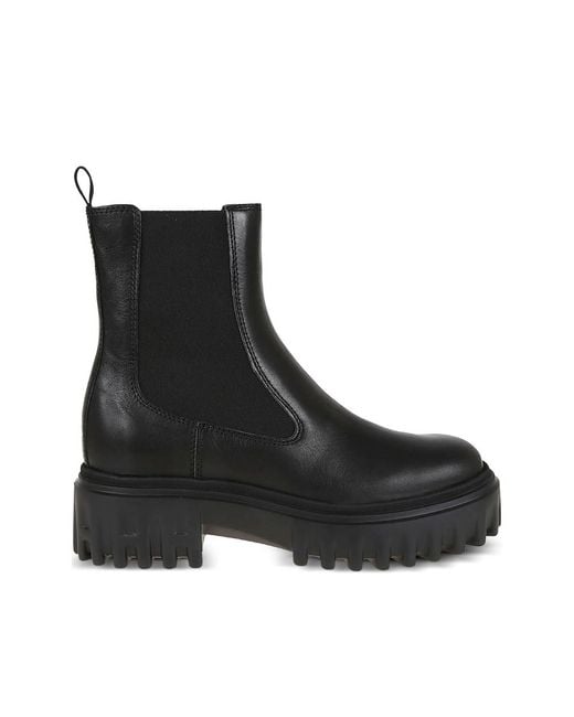 Hogan Black Elastic-Panel Platform Chelsea Boots