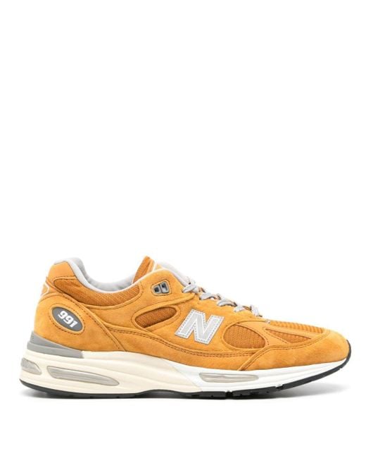 New Balance Orange 991V2 Suede Sneakers for men