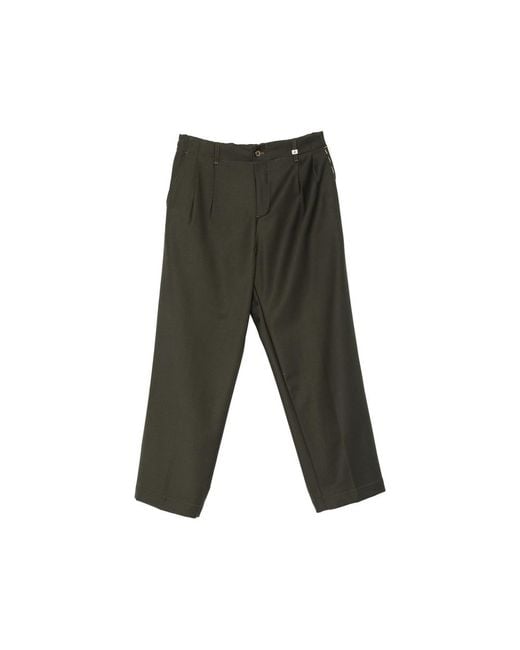 Myths Gray Pleated-Front Straight-Leg Trousers for men
