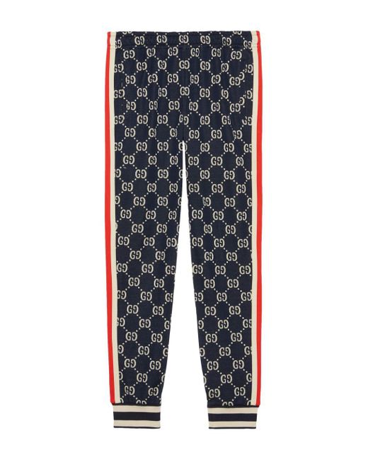 Gucci Blue Gg-Jacquard Track Pants for men