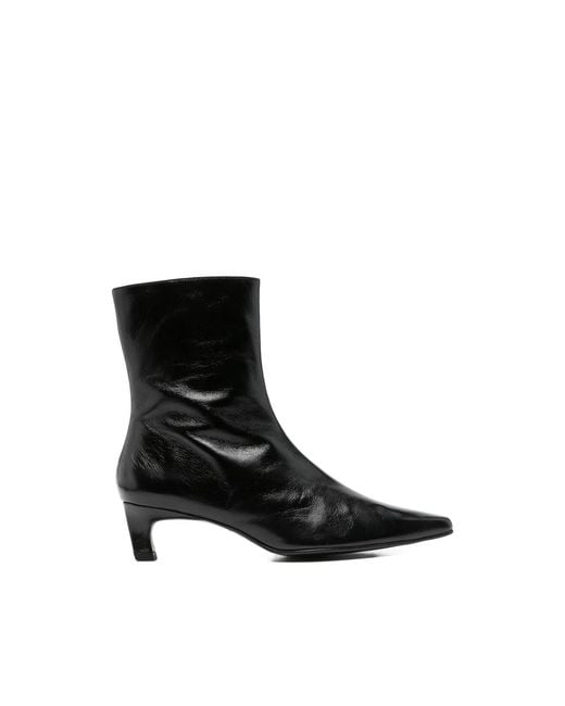Alohas Black Pointed-Toe Kitten-Heel Boots