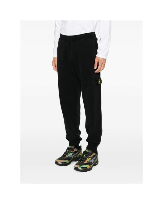 Stone Island Black Logo-Patch Track Pants for men