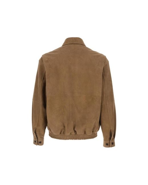 TONYWACK Brown Goat Suede Zip Jacket for men