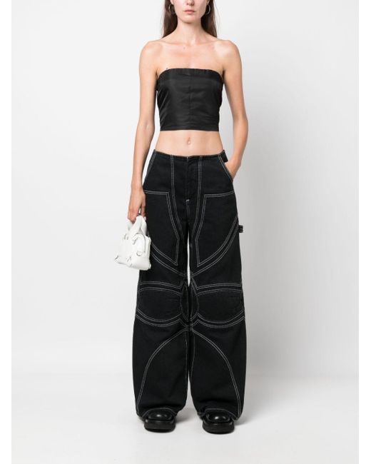 MM6 by Maison Martin Margiela Black Numbers-Motif Strapless Bustier