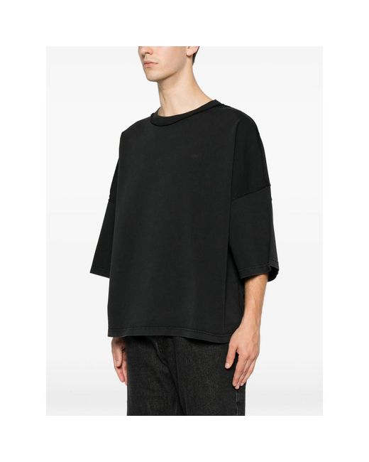Stay Human On Earth White Raw-Edge Drop-Shoulder T-Shirt for men