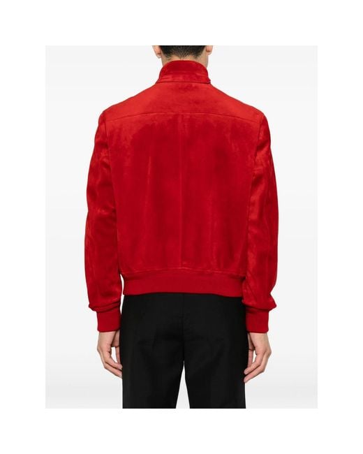 Tom Ford Red Suede Bomber Jacket for men
