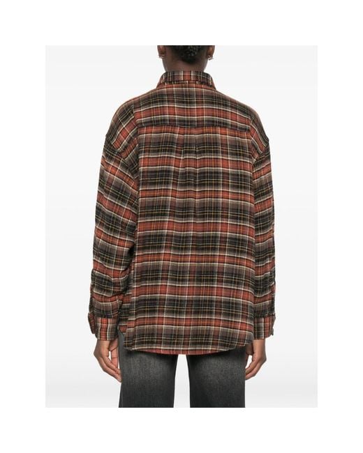 R13 Brown Plaid Buttoned Shirt