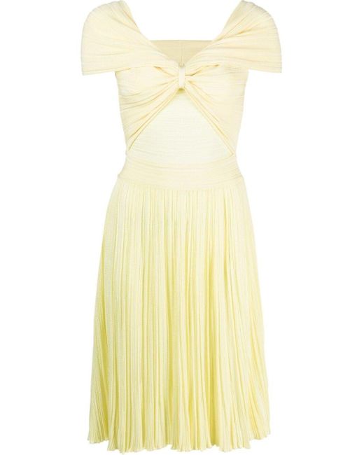 Antonino Valenti Yellow Twist-Detail Flared Dress