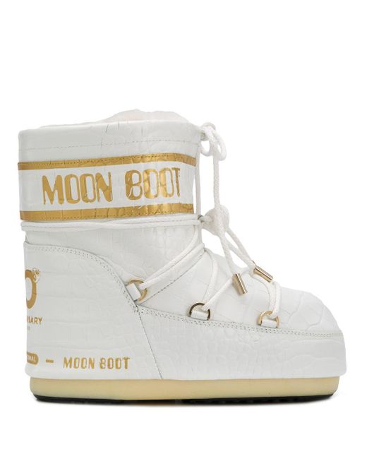 Moon Boot White Croc Effect Snow Boots