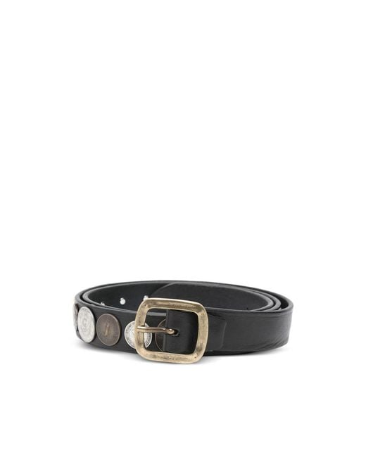 Eraldo Black Coin-Embellished Buckle Belt for men