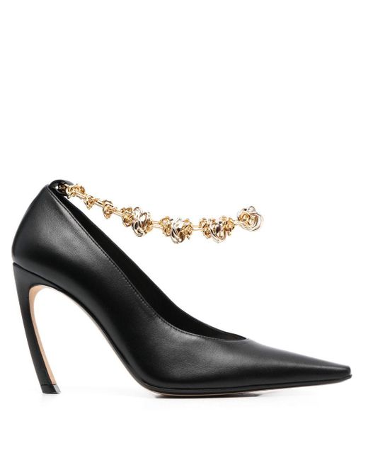 Lanvin Black Swing 95mm Knotted-chain Pumps