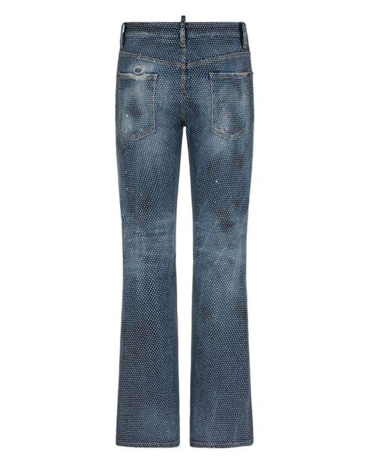 DSquared² Blue Embellished Low-Rise Straight-Leg Jeans for men