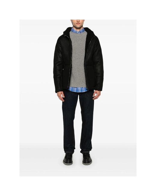 Eraldo Black Hooded Leather Jacket for men