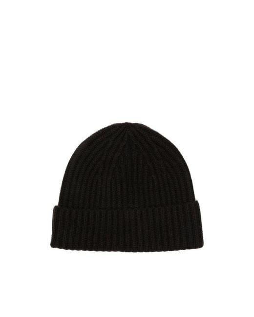 Lisa Yang Black Martigny Ribbed-Knit Beanie Hat