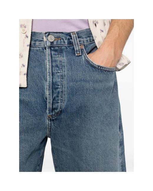 Agolde Blue Anson Frayed Shorts for men
