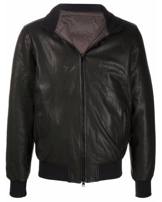 Barba Napoli Black Nick Leather Bomber Jacket for men