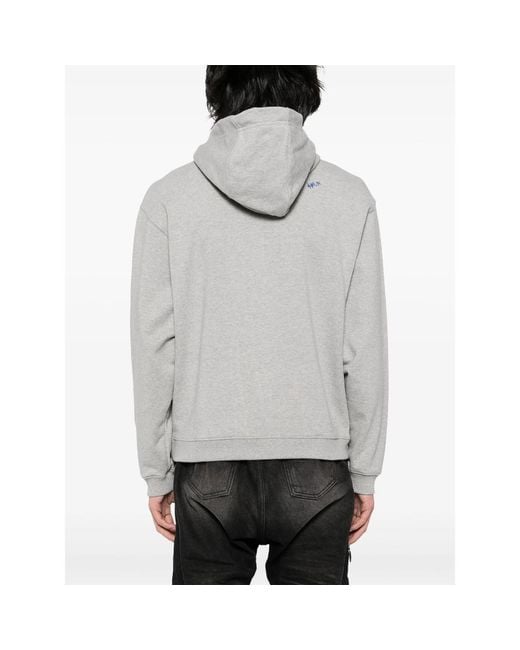 Adererror Gray Logo-Embroidered Hoodie for men