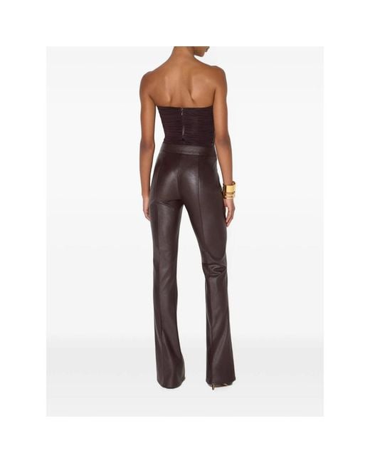 Elisabetta Franchi Brown Trousers With Ribbing