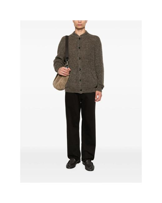 Giorgio Armani Brown Button-Up Rib-Trimmed Cardigan for men