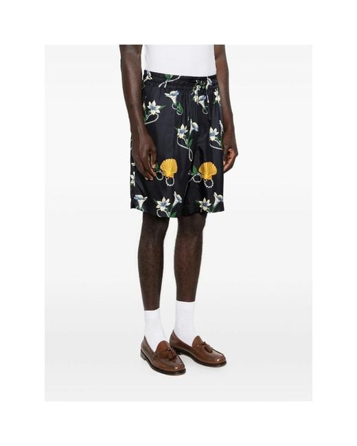Drole de Monsieur Blue Floral-Printed Shorts for men