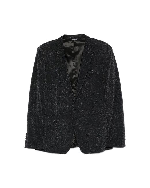 Reveres 1949 Black Lurex-Detail Single-Breasted Blazer for men