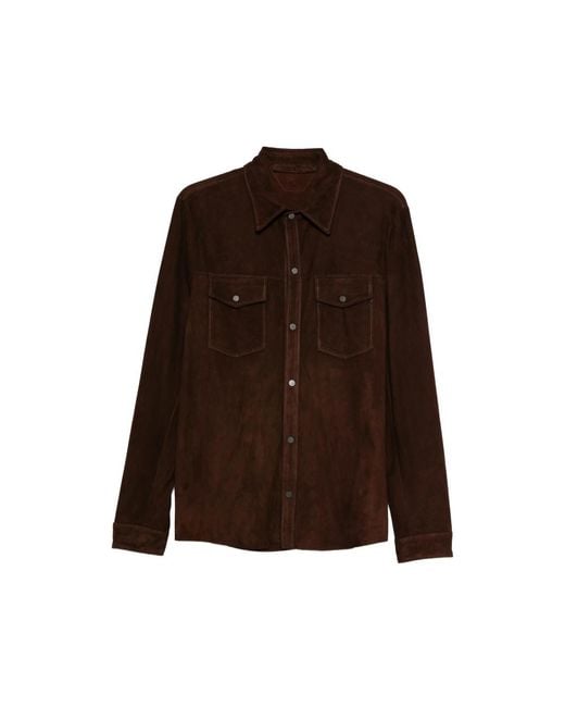 Salvatore Santoro Brown Patch-Pocket Shirt for men