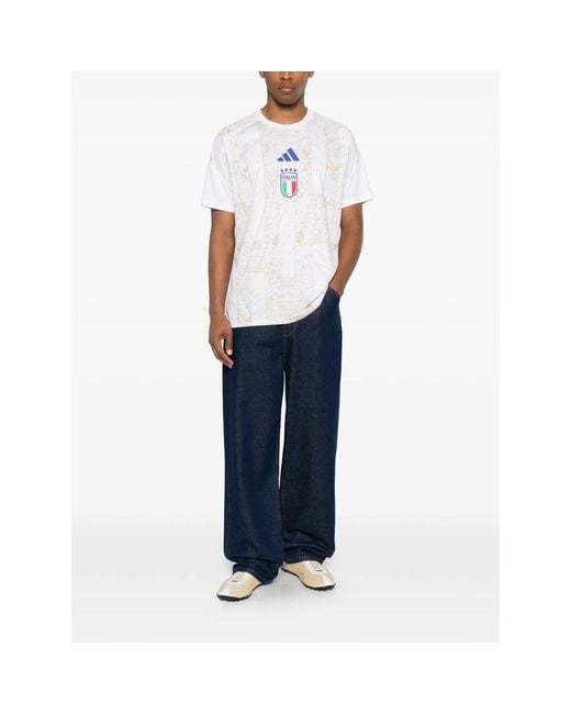 Adidas White T-Shirt Marble Logo Patch for men