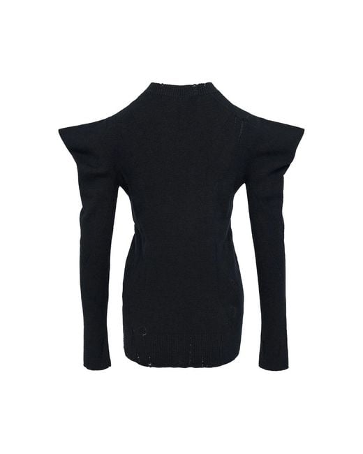 Junya Watanabe Black Ribbed Wool Sweater