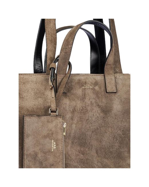 A.P.C. Brown Top Handle Bag With Zip Pocket