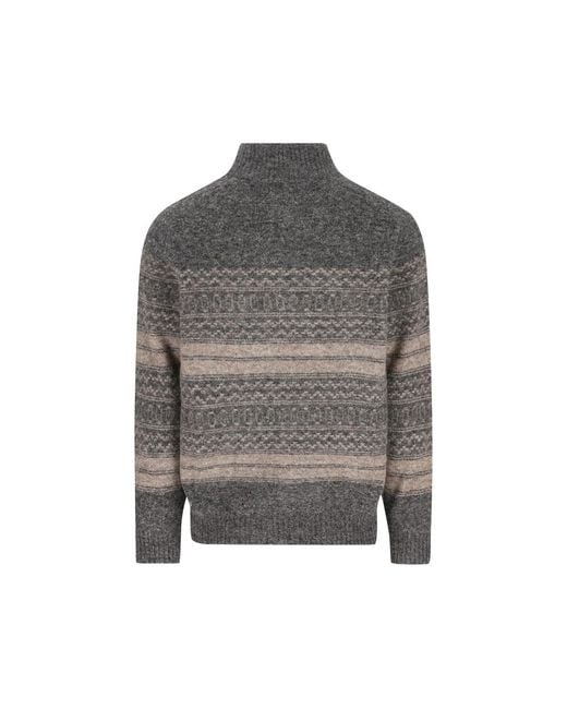 Brunello Cucinelli Gray Zip Cardigan Wool for men