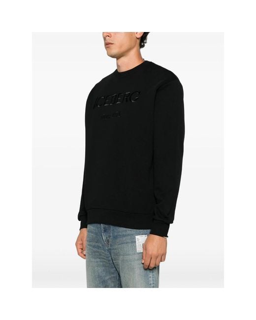 Iceberg Black Logo-Embroidered Sweatshirt for men