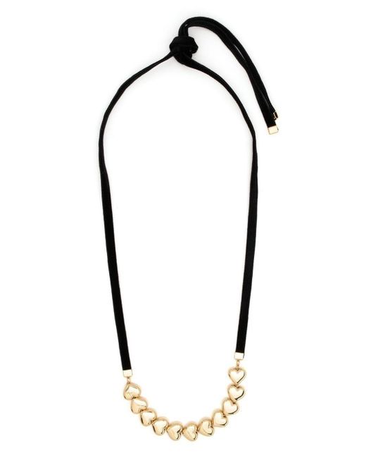 NUMBERING Metallic Heart-Beads Velvet Necklace