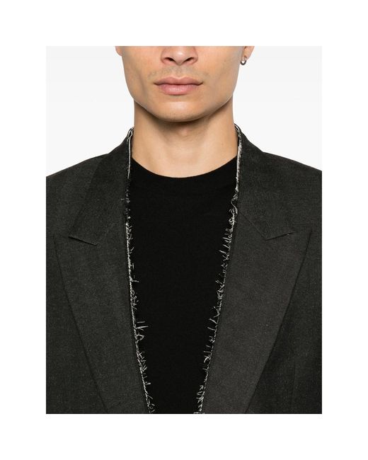 Eraldo Black Raw-Cut Blazer for men
