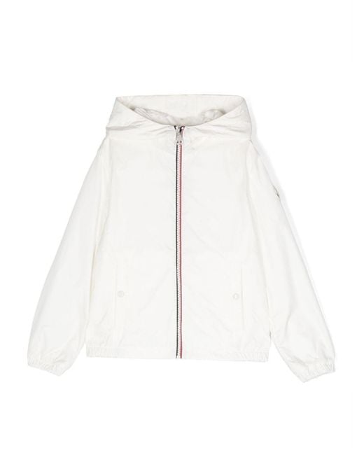 Moncler White Contrasting-Trim Detail Hooded Jacket