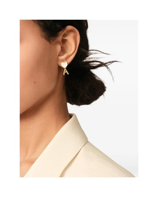 AMI Metallic Brass Earrings With Hammered Ami De Coeur for men