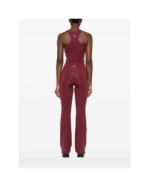Anine Bing Red Elina Logo-Print Racerback Top