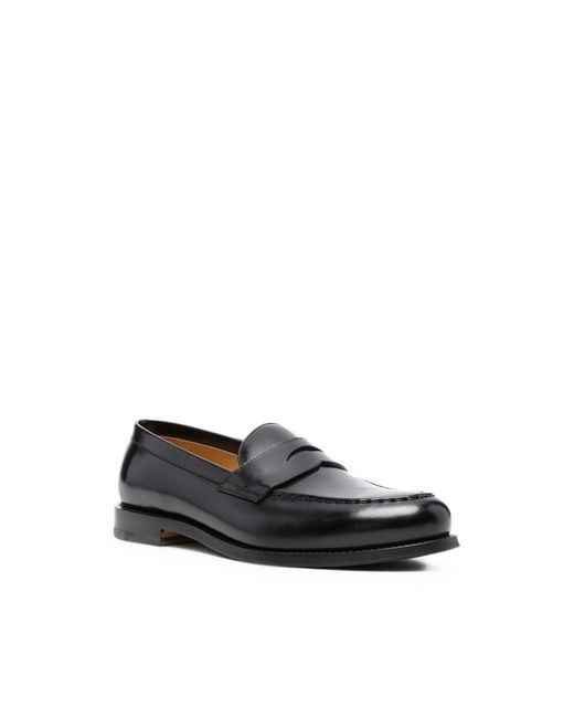 Henderson Black Leather Penny Loafers for men