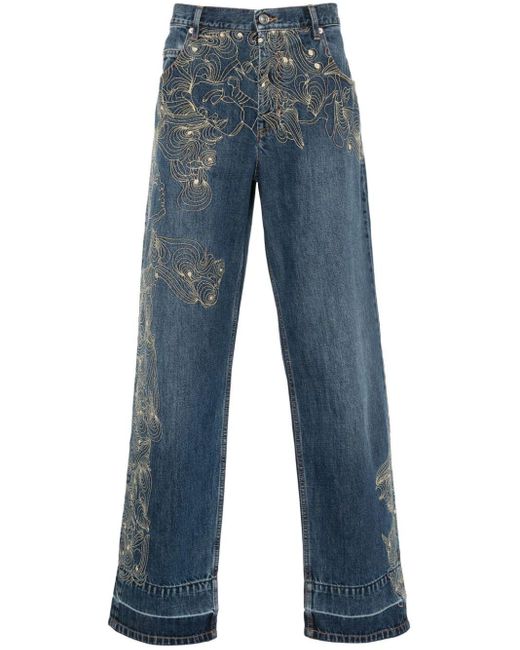 Isabel Marant Blue Juro Embroidered-Motif Jeans for men