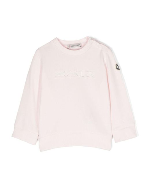Moncler Pink Embroidered-Logo Cotton Sweatshirt