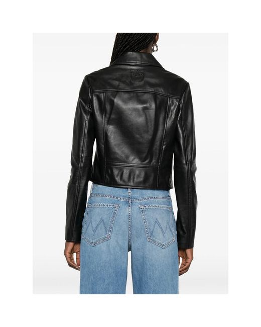 Pinko Black Zip Leather Jacket