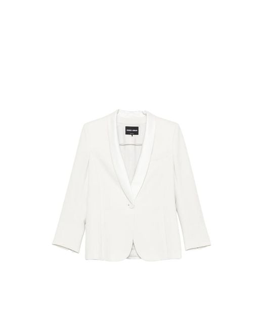 Giorgio Armani White Shawl-Lapel Single-Breasted Blazer